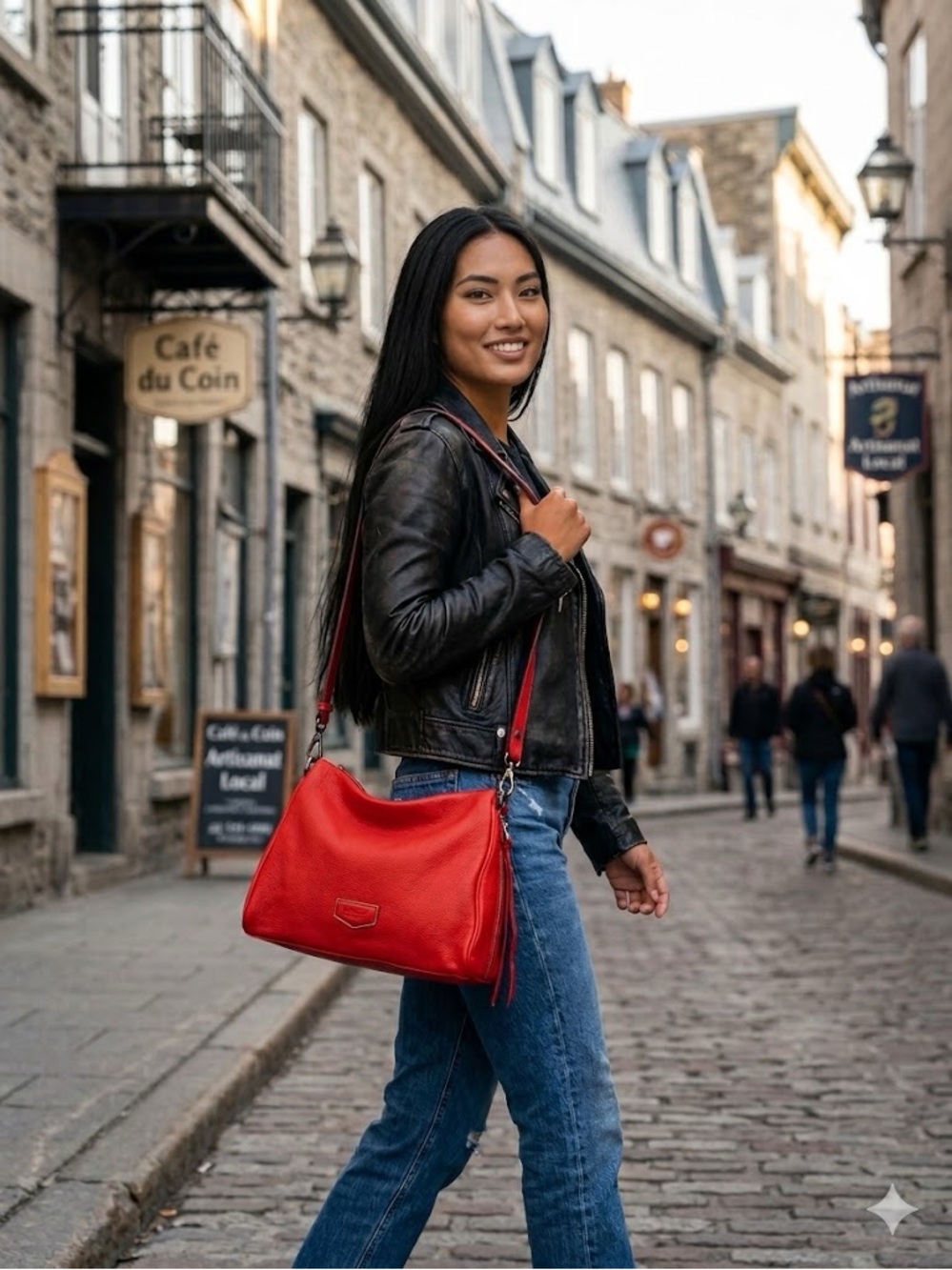 Aimee Kestenberg Red Pebbled Leather Shoulder Bag trifold